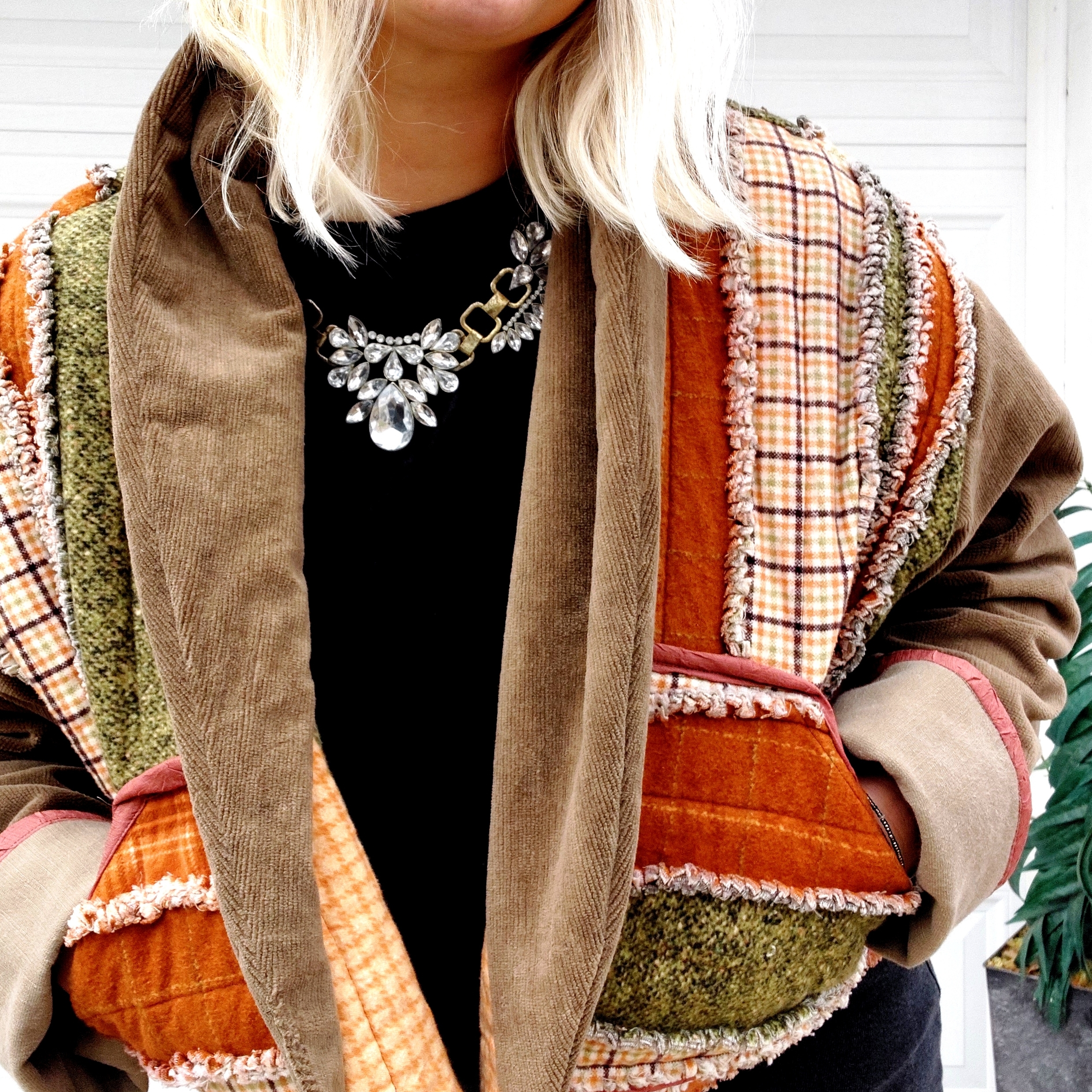 Handmade Quilt Jacket Colorful Fall Patchwork Teddy Jacket